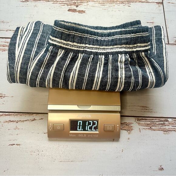 Old Navy High Waisted Linen Blend Wide Leg Pants Striped Blue White Size M - Picture 17 of 17